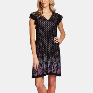 CeCe Paisley-Print Flutter Sleeve Dress